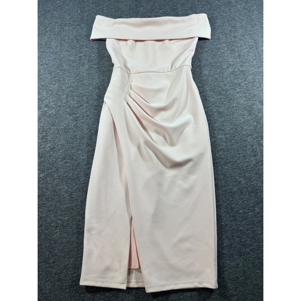 Premier Amour Pink Off The Shoulder Ruched Tulip Wrap Midi Dress Womens Size 2